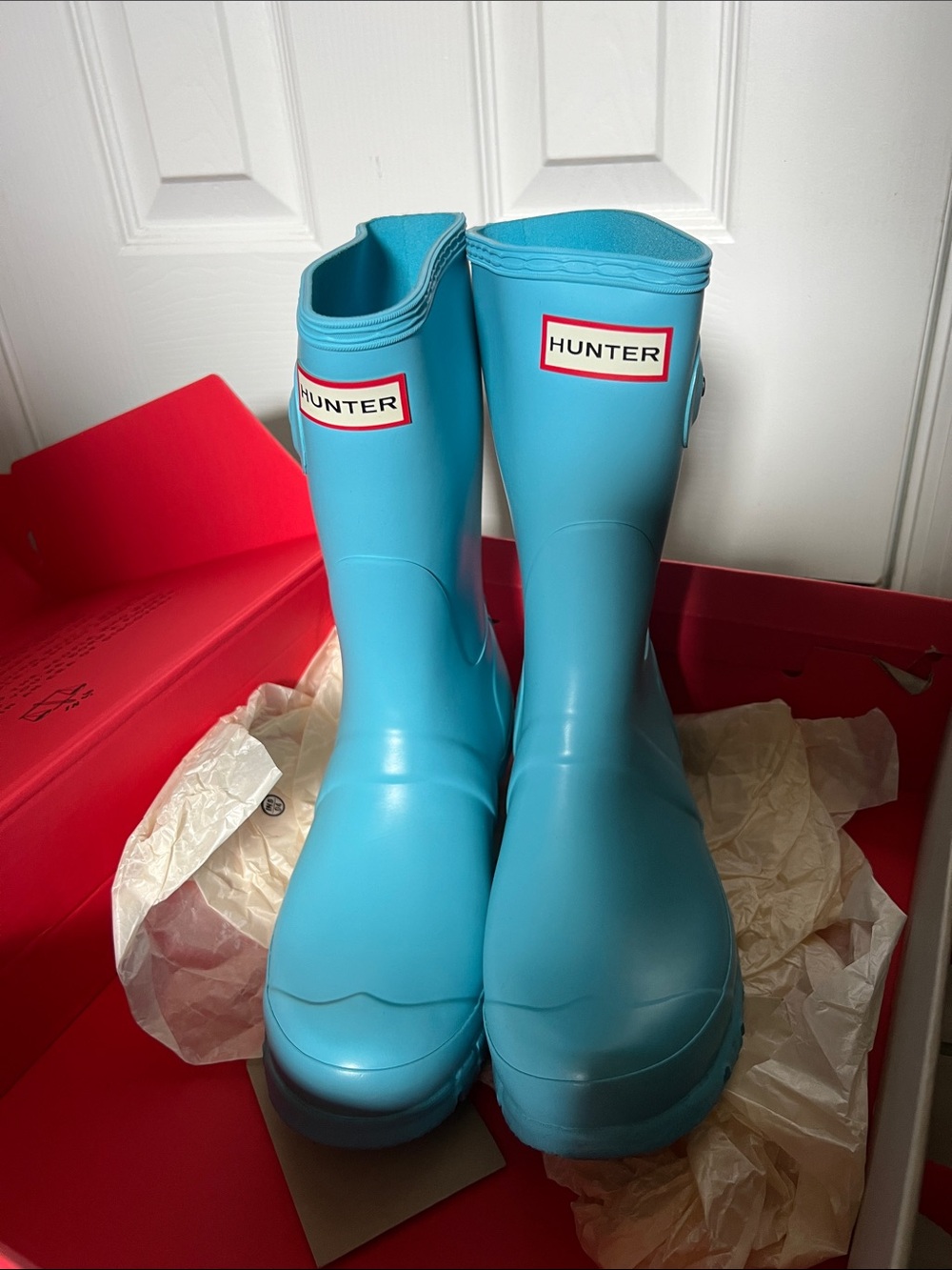 Hunter Short Rain Boots in Turquoise Blue - Picture 1 of 4
